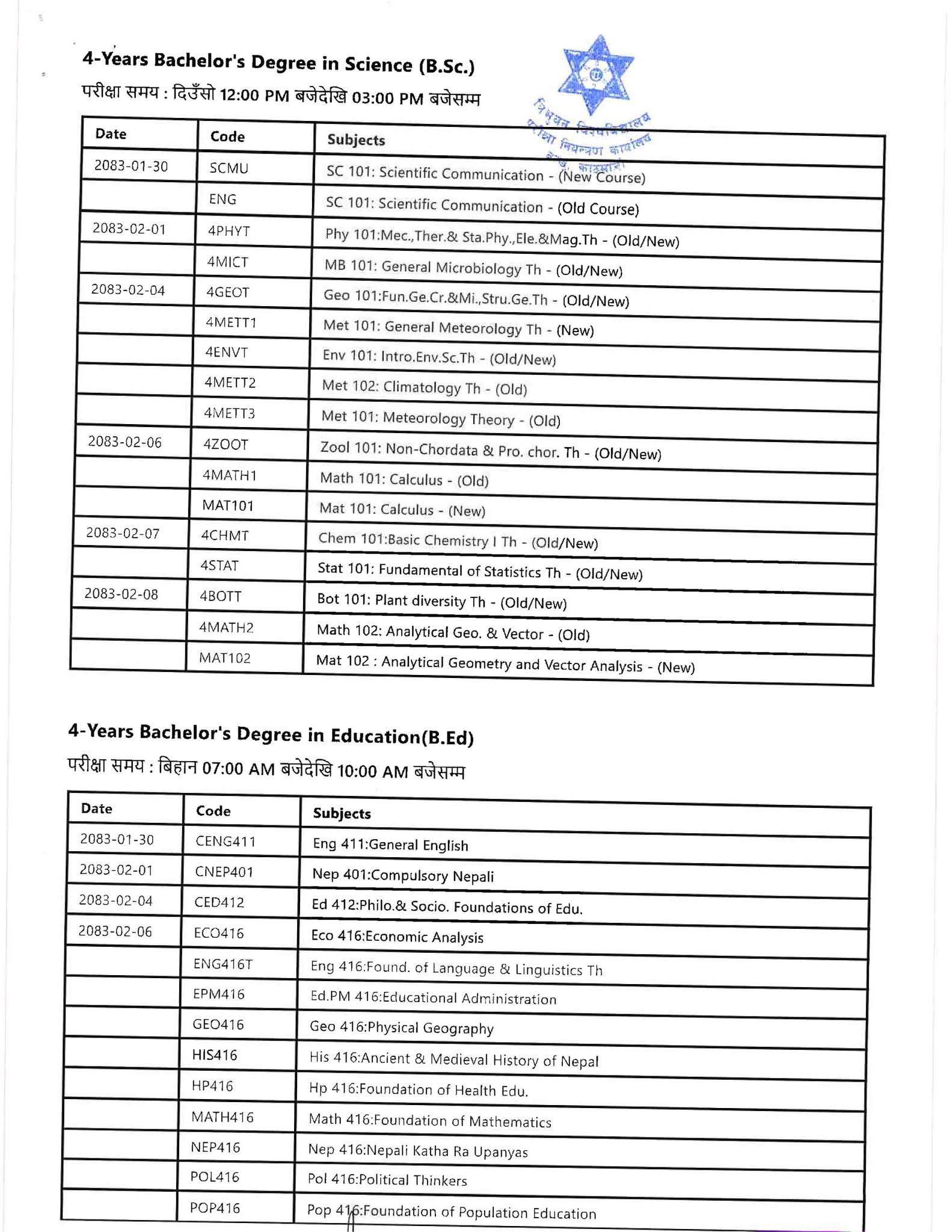 BED1ST YEAR EXAM ROUTINE